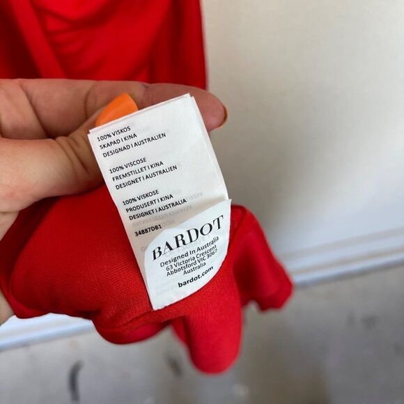 Bardot Sexy Red Wrap Midi Dress Slit Lipstick Size 8 Medium - Picture 6 of 10